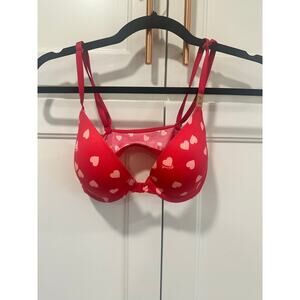 NWT Victoria Secret Sexy Push Up Bra red with pink hearts 32B
